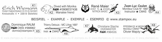 examples of pen stamps for divers