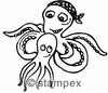 Taucherstempel Motiv 7257 - Krake, Kalmar, Octopus, Sepia