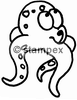 Taucherstempel Motiv 7267 - Krake, Kalmar, Octopus, Sepia